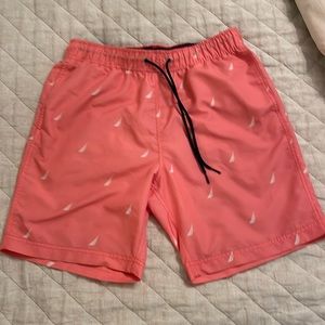 Mens Coral Sailboat Small swim trunks
